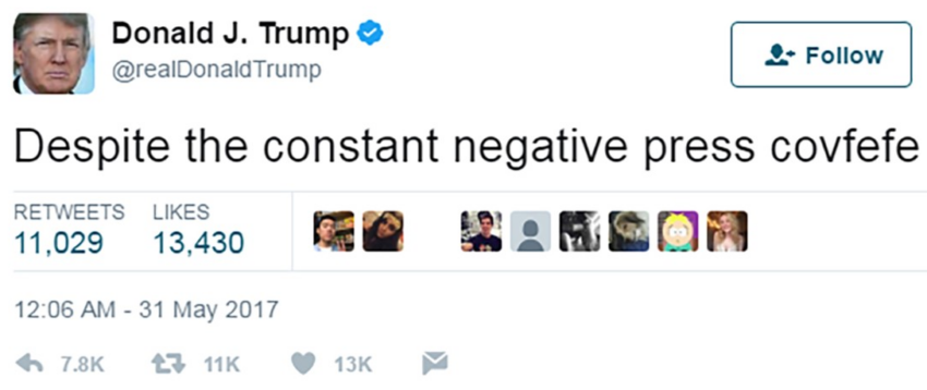 Donald Trump Covfefe Tweet 2017