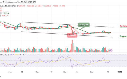 Bitcoin Price Prediction for Today, December 22: BTC/USD Signals Rejection at $16,800 Level